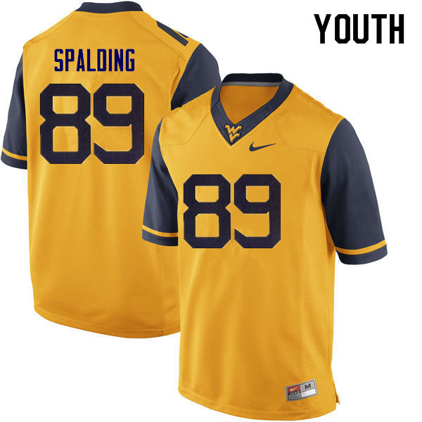 Youth #89 Dillon Spalding West Virginia Mountaineers College Football Jerseys Sale-Yellow